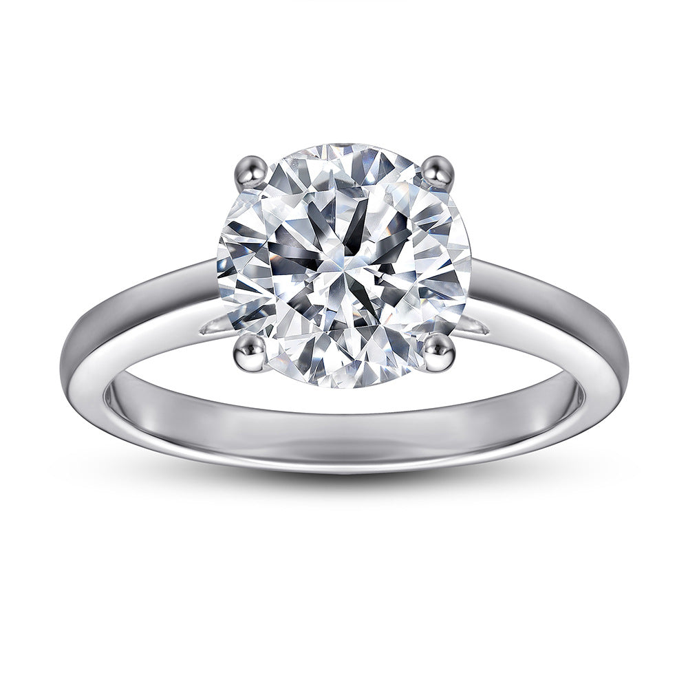 Women's Sterling Sier For Zircon Set Engagement Rings