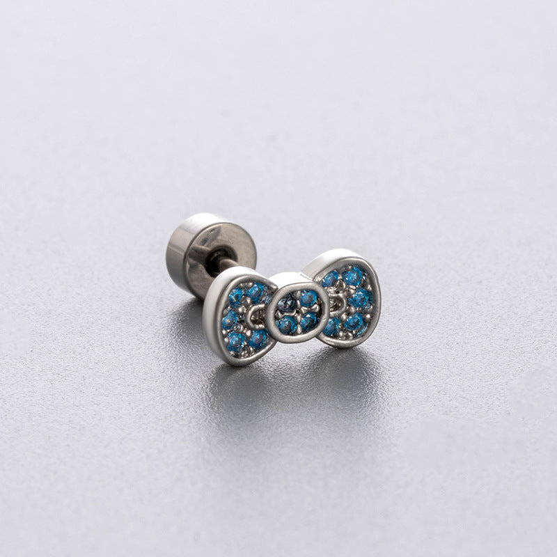 Zircon Butterfly Titanium Steel Ear Bone Pin Earrings