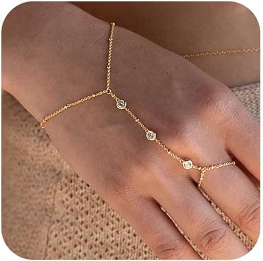 Women's Fashion Style Golden Finger Chain Bracelets