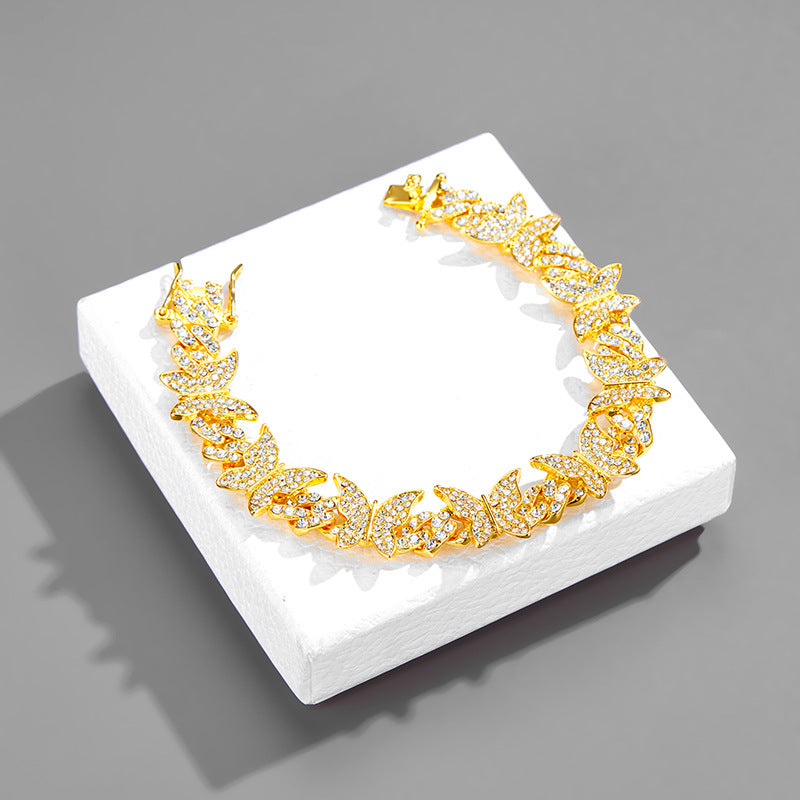 Butterfly Diamond Cuban Link Chain Hipster Necklaces