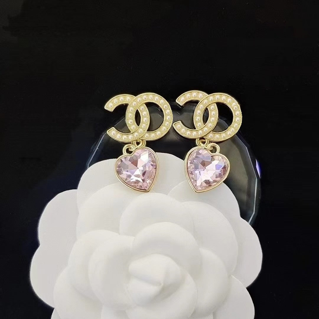Women's & Men's Quality Collection Trending Rhinestone Letters Sier Earrings