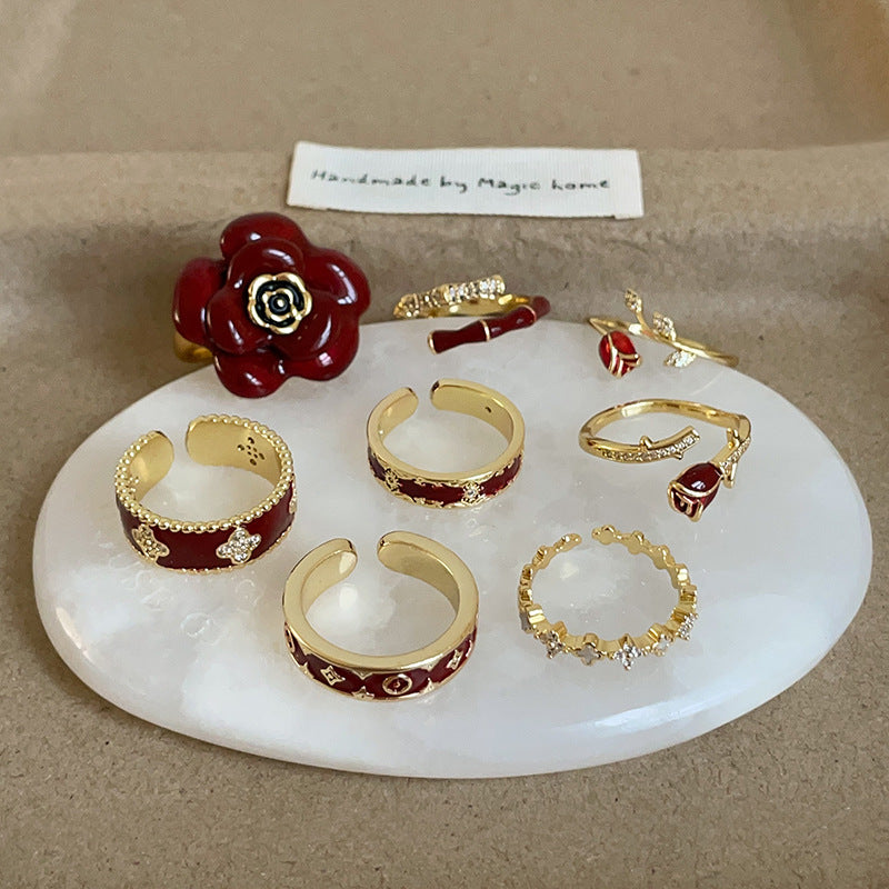 Flower Open Female Niche Retro Affordable Rings