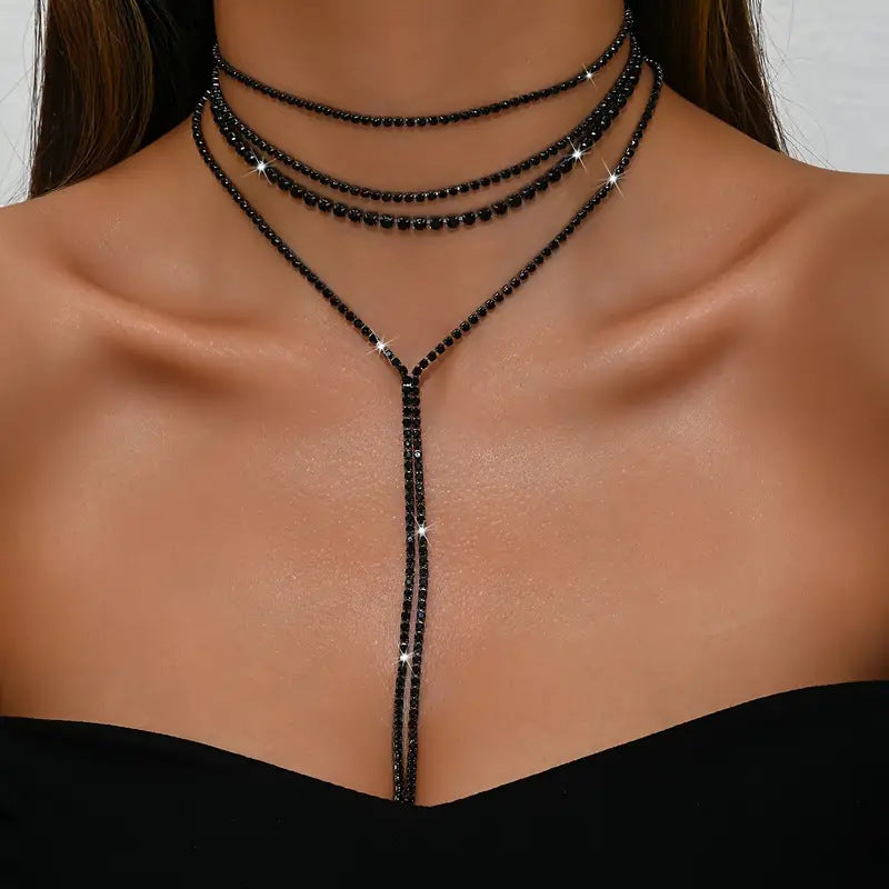 Exaggerated Minority Fashion Rhinestone Light Luxury Tassel Dinner Ball Necklaces