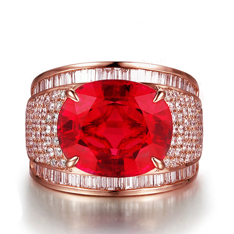Adjustable Imitation Ruby Zircon Full Diamond Rings