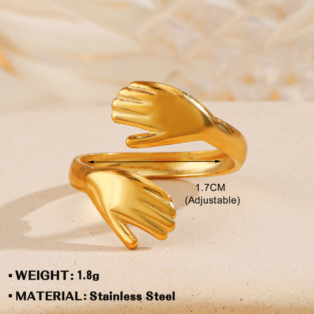 Pattern Heart-shaped Open Female Personality Wide Face Rings