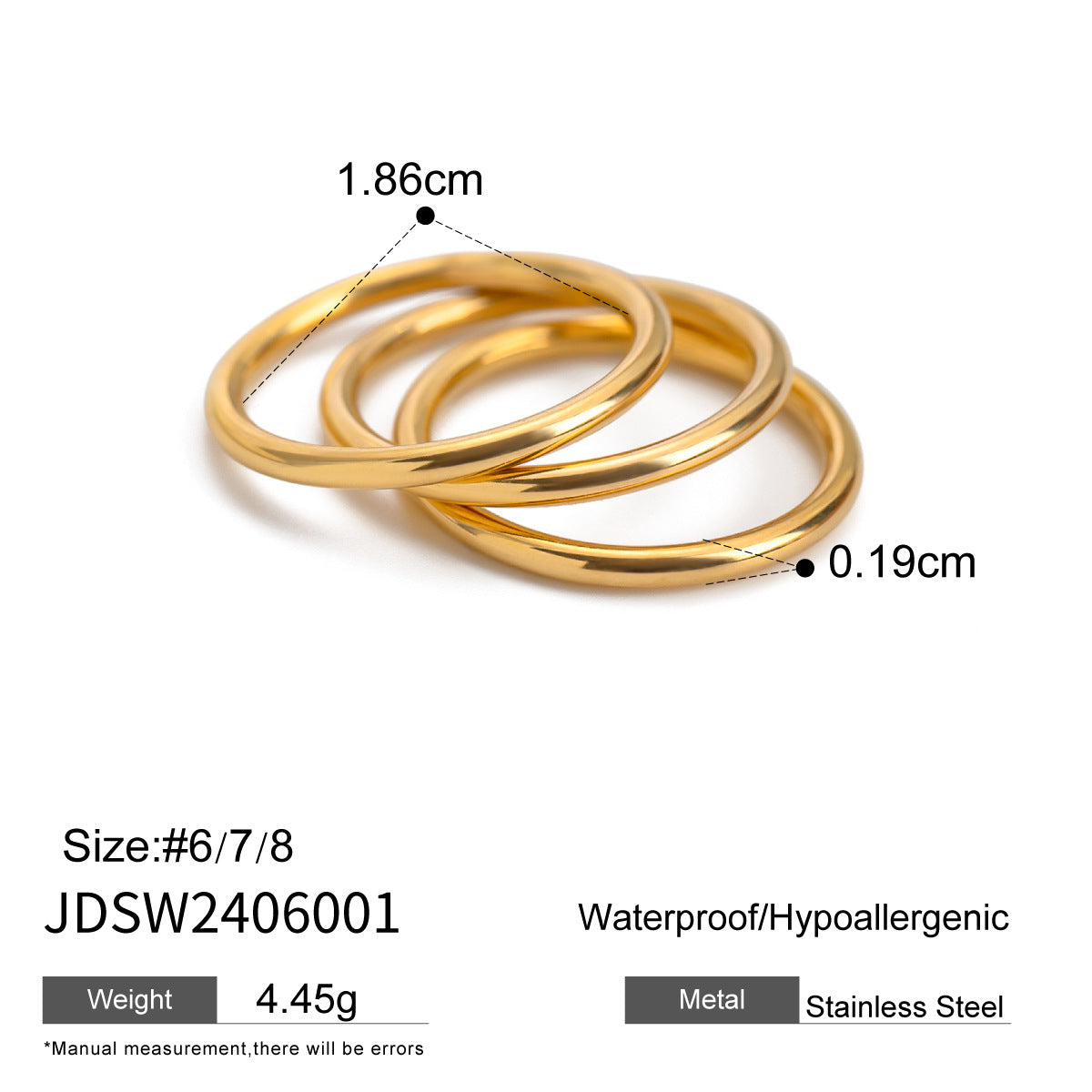 Stainless Steel Simple High-grade Golden Jewelry Does Rings