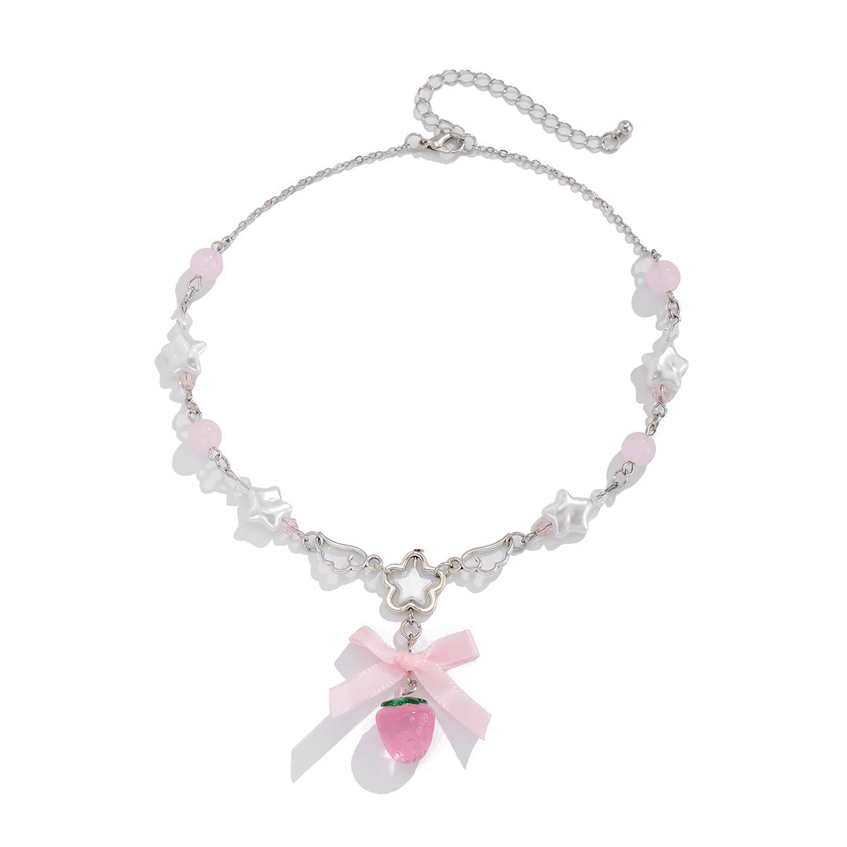 Sweet Style Bow Strawberry Simple Imitation Pearl Necklaces