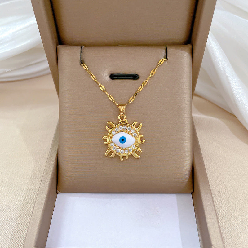 Steel Light Luxury Full Diamond Design Temperament Necklaces