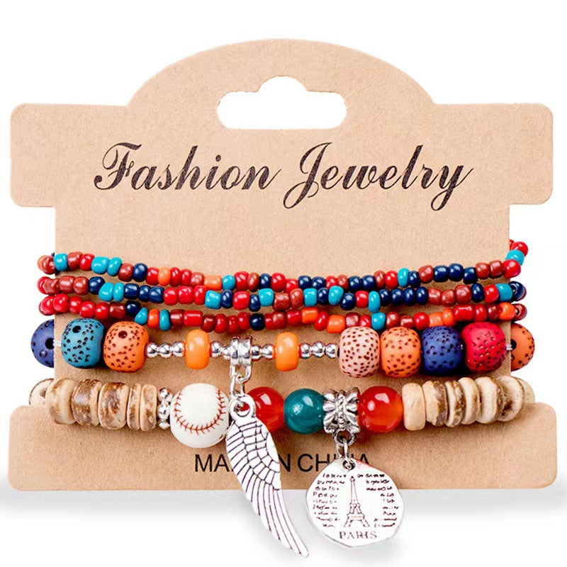Bohemian Beads Wings Tower Elastic String Ethnic Bracelets