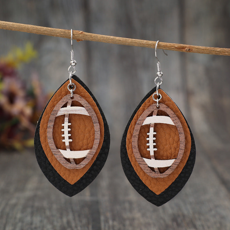 Casual Rugby Sports Vintage Style Retro Earrings