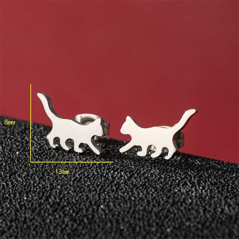 Stainless Steel Cute Simple Cartoon Animal Earrings