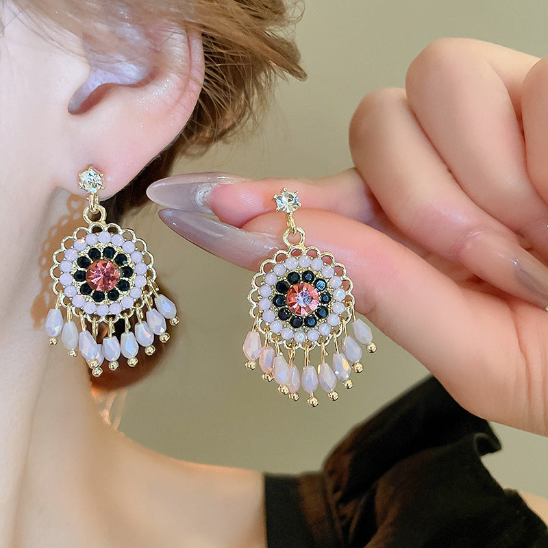Sier Needle Ethnic Style Artificial Crystal Rings