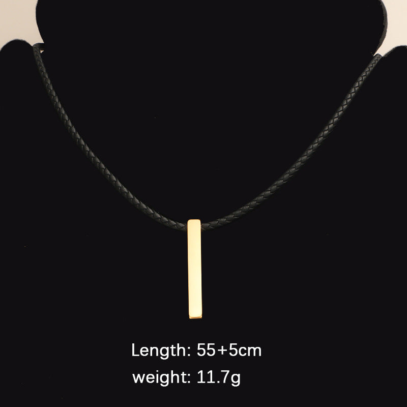 Titanium Steel Three-dimensional Bar Woven Leather Necklaces