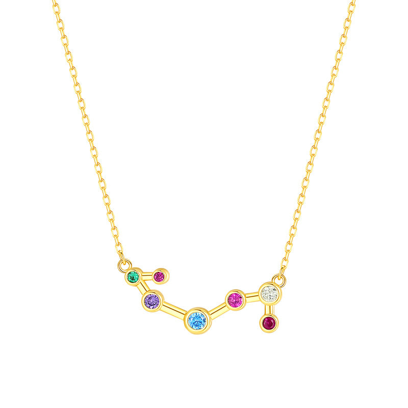 Women's Twee Constellation Zircon Sterling Sier Scorpio Design Three-dimensional Necklaces