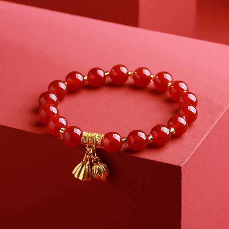 Broadcast Natural Red Agate Female Blessing Bracelets