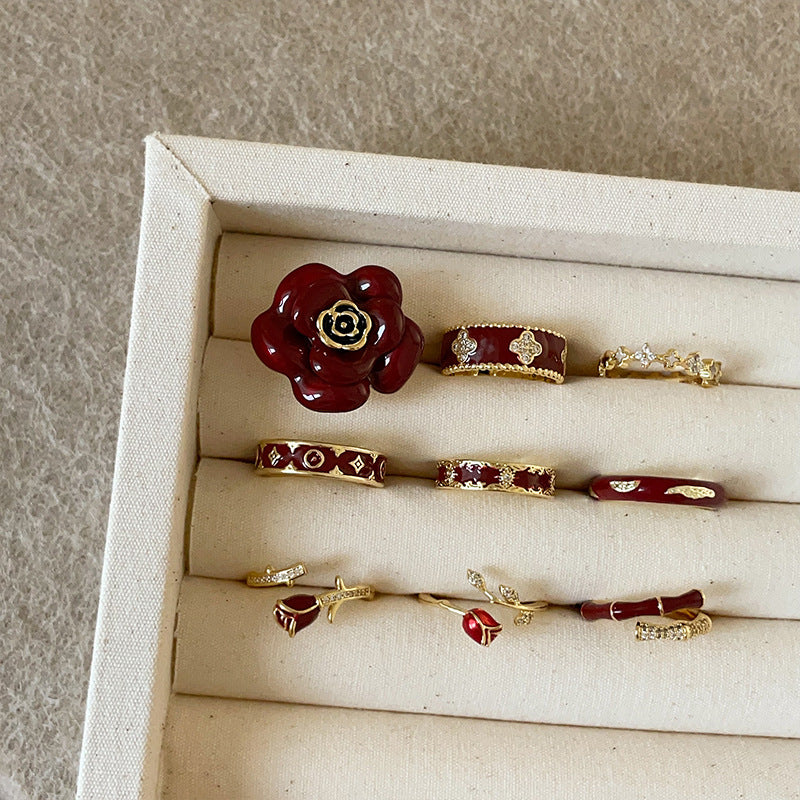 Flower Open Female Niche Retro Affordable Rings