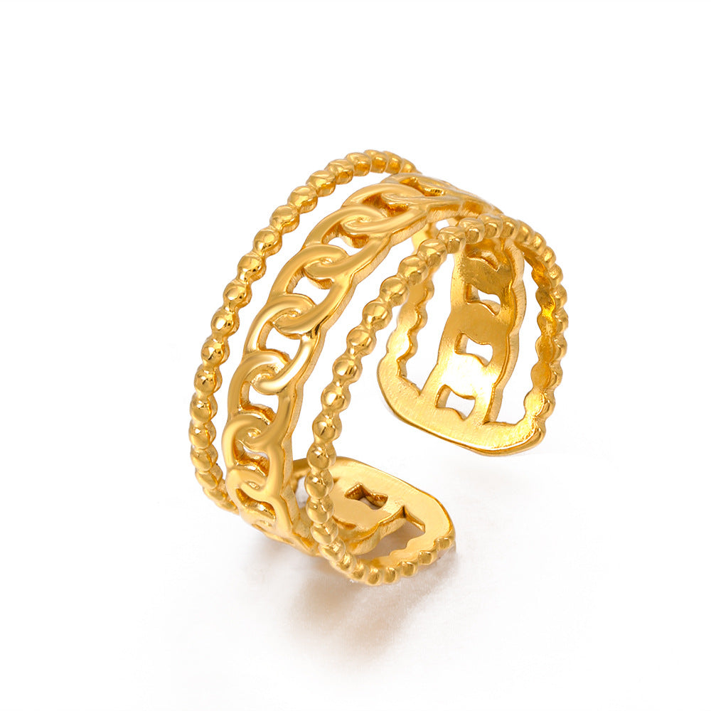 Stainless Steel Chain Stylish Opening Adjustable Rings