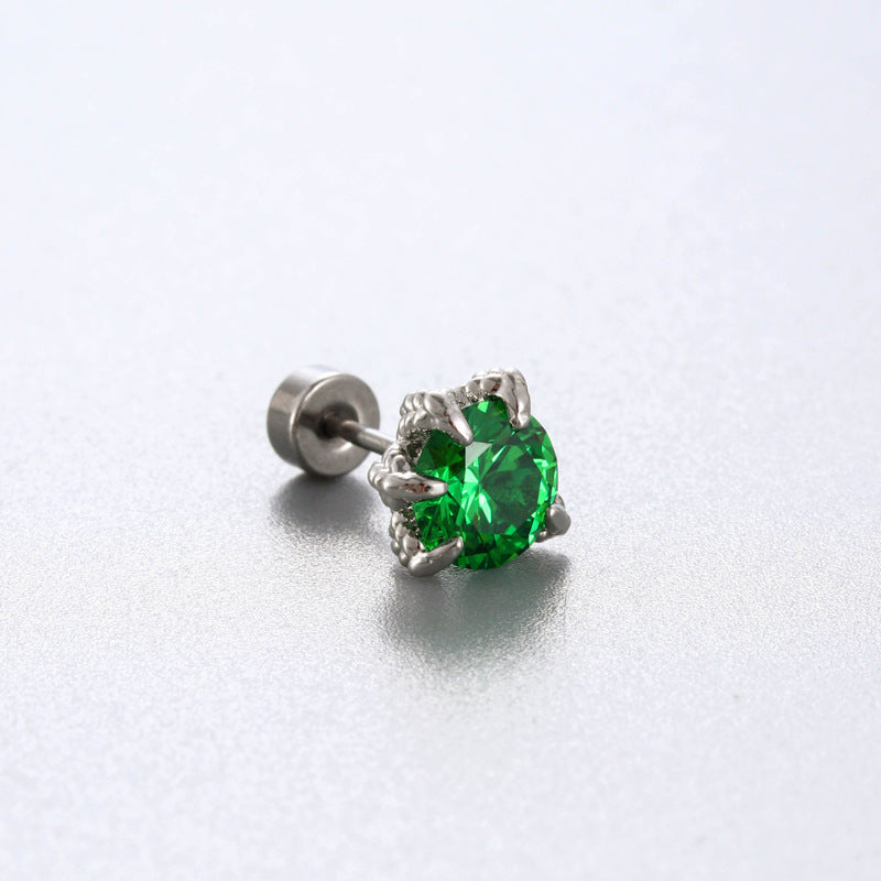 Sea Blue Zircon Couple Ear Bone Pin Titanium Earrings