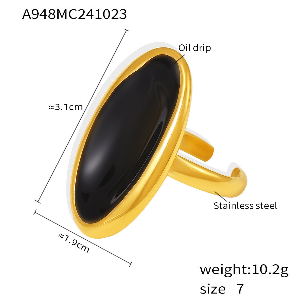 Female Light Luxury Drop Oil Casting Stainless Steel Rings