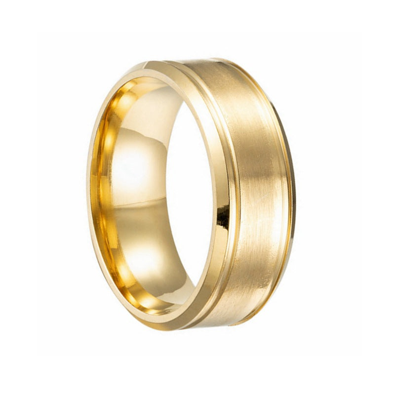 Men's Stainless Steel Wide Matte Double Beveled Rings