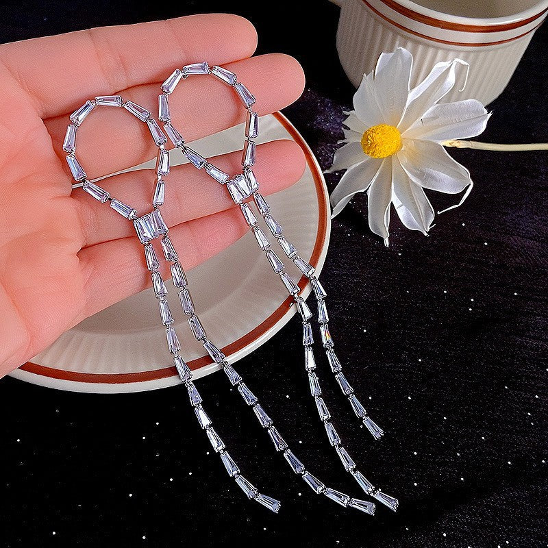 Fashion Zirconia Micro Inlaid Zircon Long Earrings