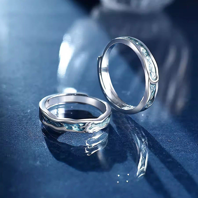 Women's & Men's Moon Couple One Pair Special Interest Light Luxury Rings