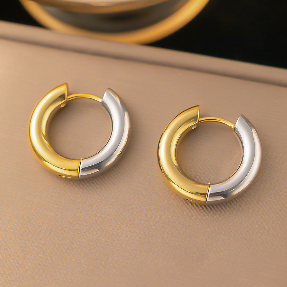 Women's Simple Popular Jewelry Stainless Steel Shaped Stitching Earrings