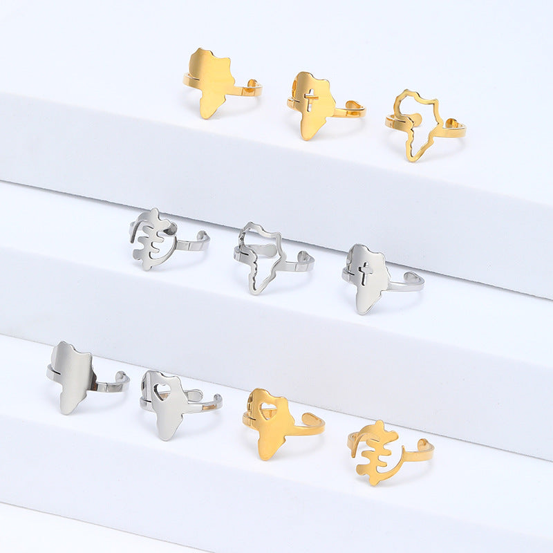 Women's Fashion Titanium Steel Glossy Gold Color Rings