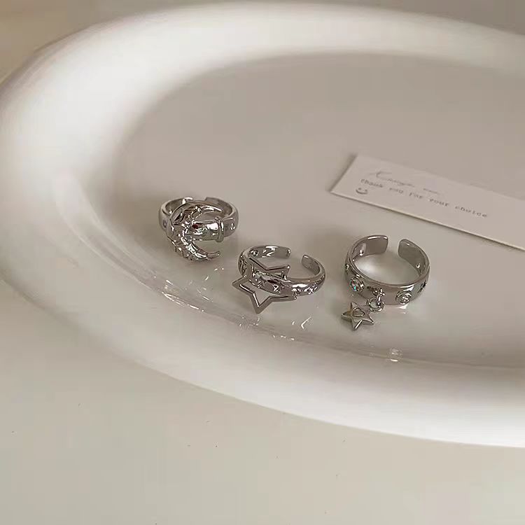 Star Moon Opening Couple Female Light Luxury Minority Rings