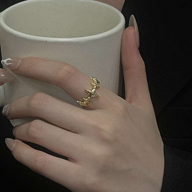 Golden Antique Style Series Cold High Sense French Simplicity Rings