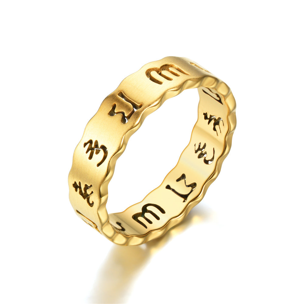 Popular Stainless Steel Cutting Mantra Gold Rings