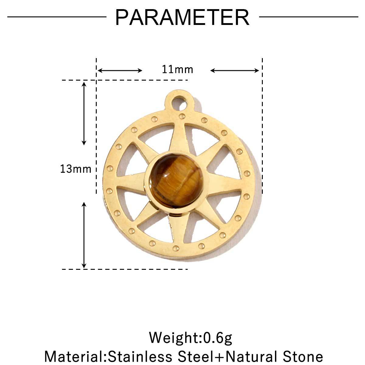 Women's Sun Natural Stone Titanium Steel Gold White Shell Pendants