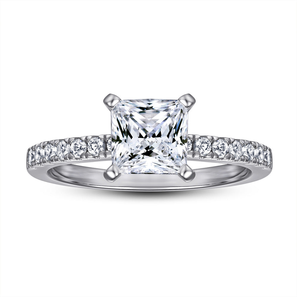 Women's Sterling Sier For Zircon Set Engagement Rings