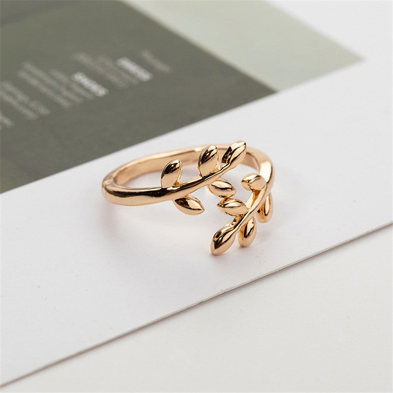 Women's Korean Leaf Laurel Sier Plated Jewelry Rings