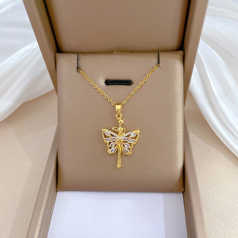 Steel Light Luxury Full Diamond Design Temperament Necklaces