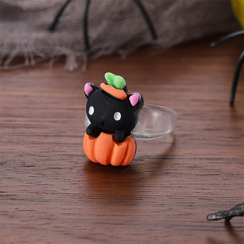 Creative Halloween Series Resin Cartoon Pumpkin Rings
