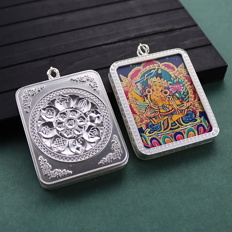 Gold Vajra Hand Painted Golden Outline Eight Patron Saints Pendants