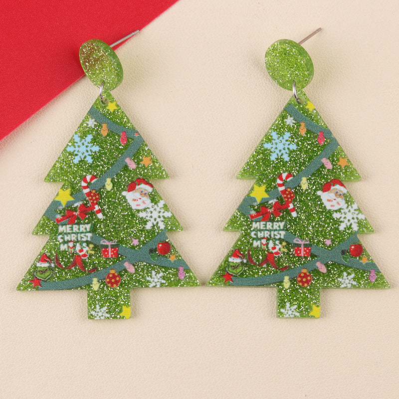 Acrylic Five-pointed Star Tree Personalized Eardrops Rings