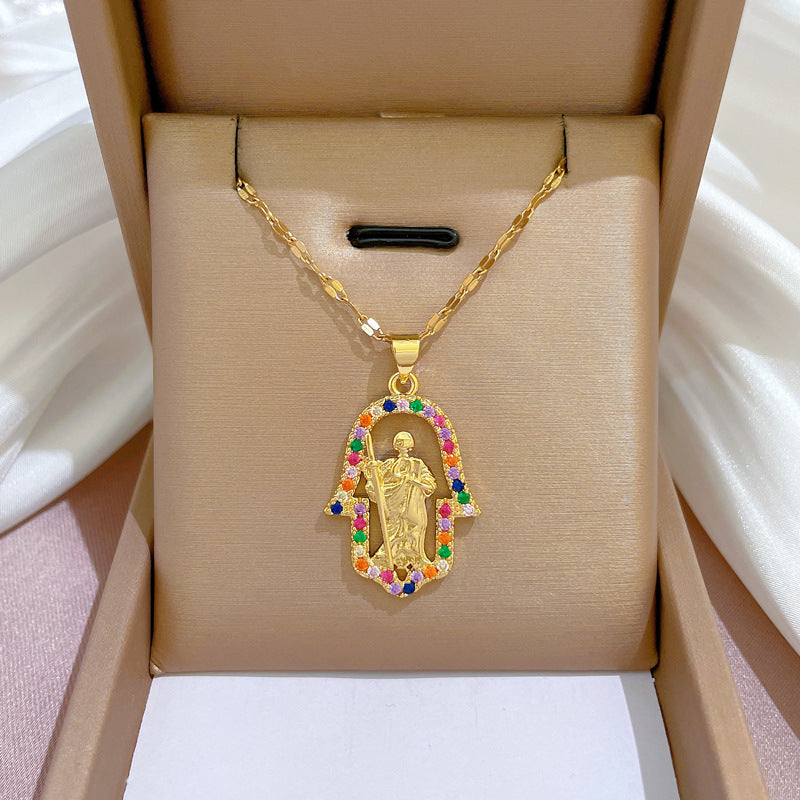 Steel Light Luxury Full Diamond Design Temperament Necklaces