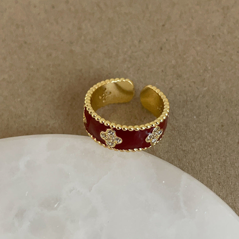 Flower Open Female Niche Retro Affordable Rings
