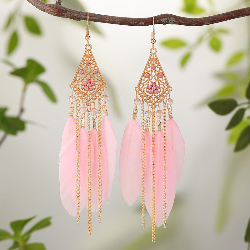Feather Female Rhombus Spot Drill Your Earrings