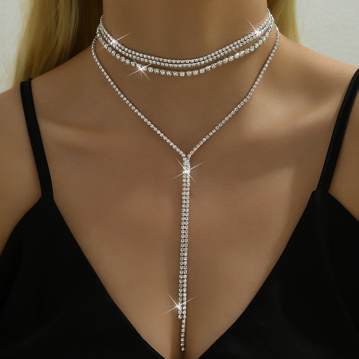 Exaggerated Minority Fashion Rhinestone Light Luxury Tassel Dinner Ball Necklaces