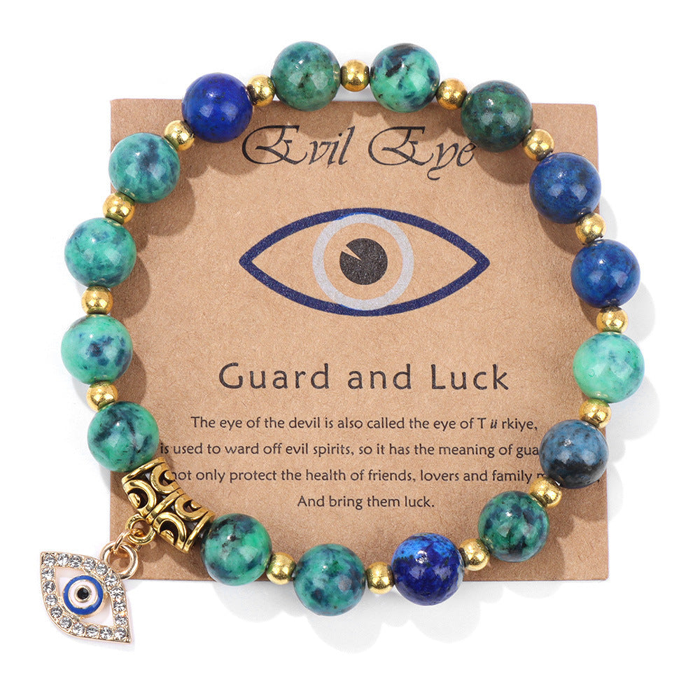 Women's Diamond Eye Elbow Gold Spacer Beads Bracelets