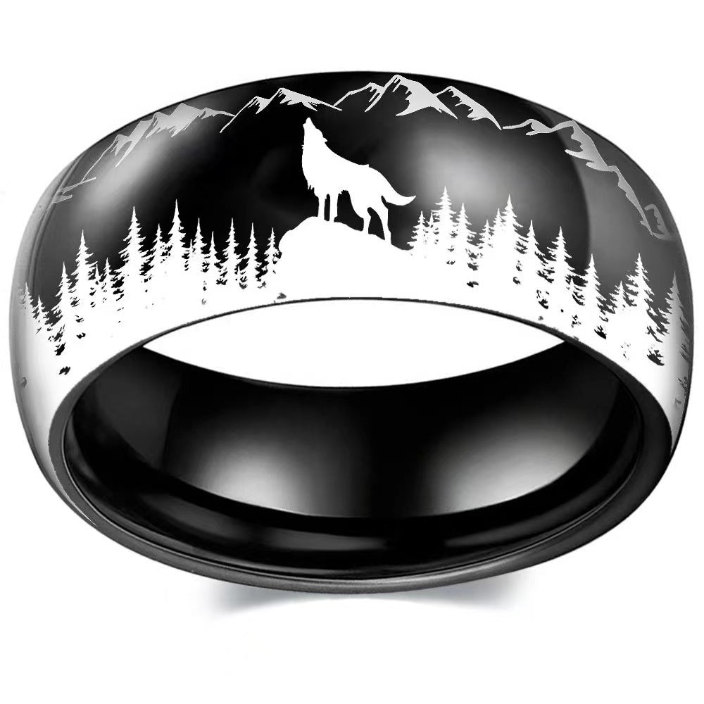 Men's Forest Wolf Titanium Steel Stainless Rings