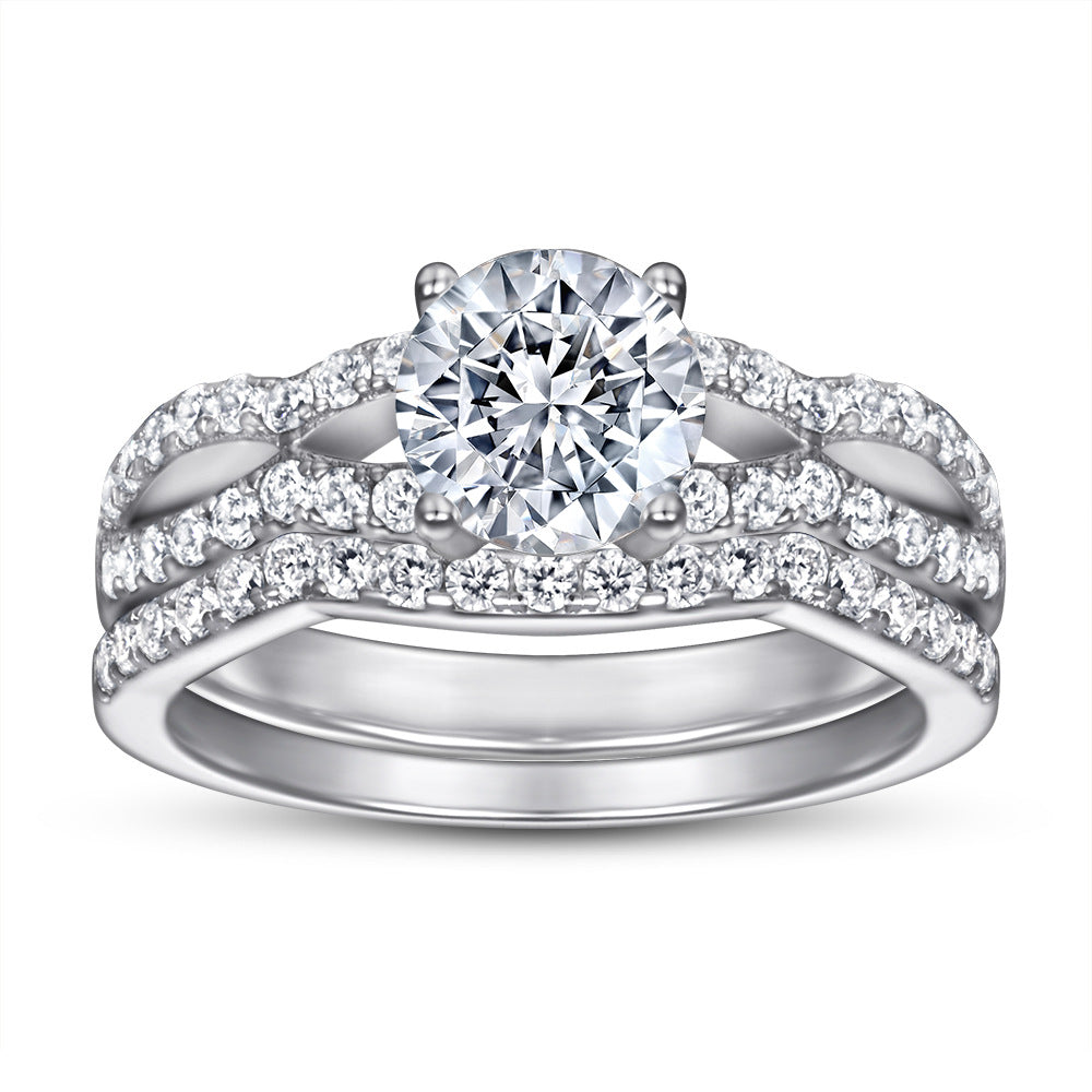 Women's Fashion Sier Sterling Zircon Single Row Rings