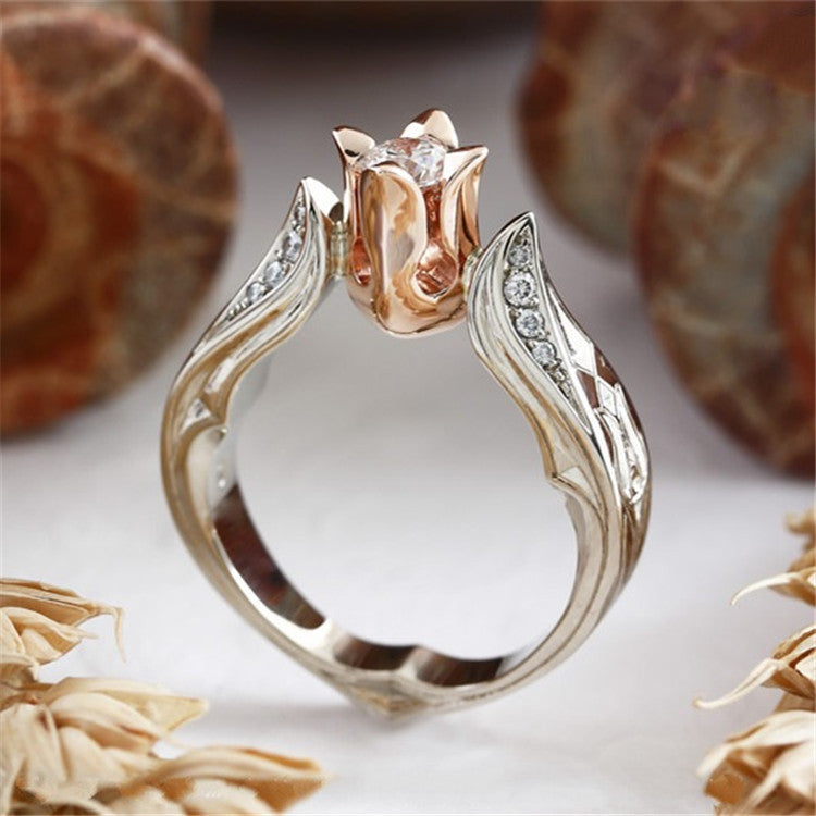 Women's Color Separation Artificial Diamond Party Wedding Rings