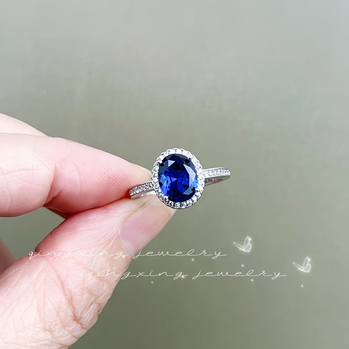 Women's Red Corundum Luxury High-grade Diamond Navy Rings