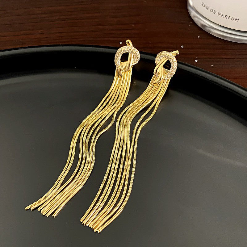 Fashion Zirconia Micro Inlaid Zircon Long Earrings