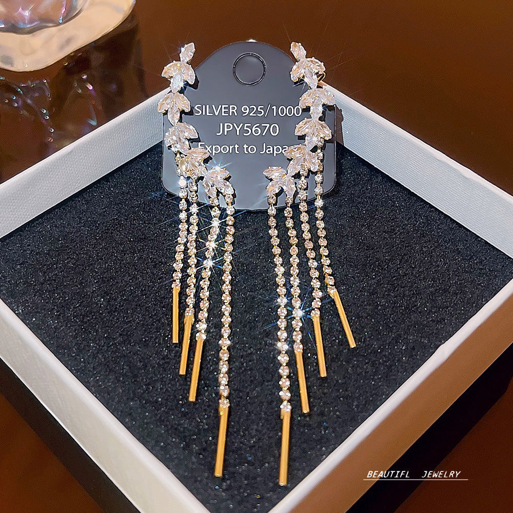 Women's Zircon Tassel High-grade Light Luxury Delicate Earrings