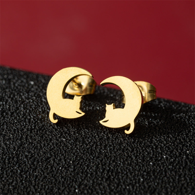 Stainless Steel Cute Simple Cartoon Animal Earrings